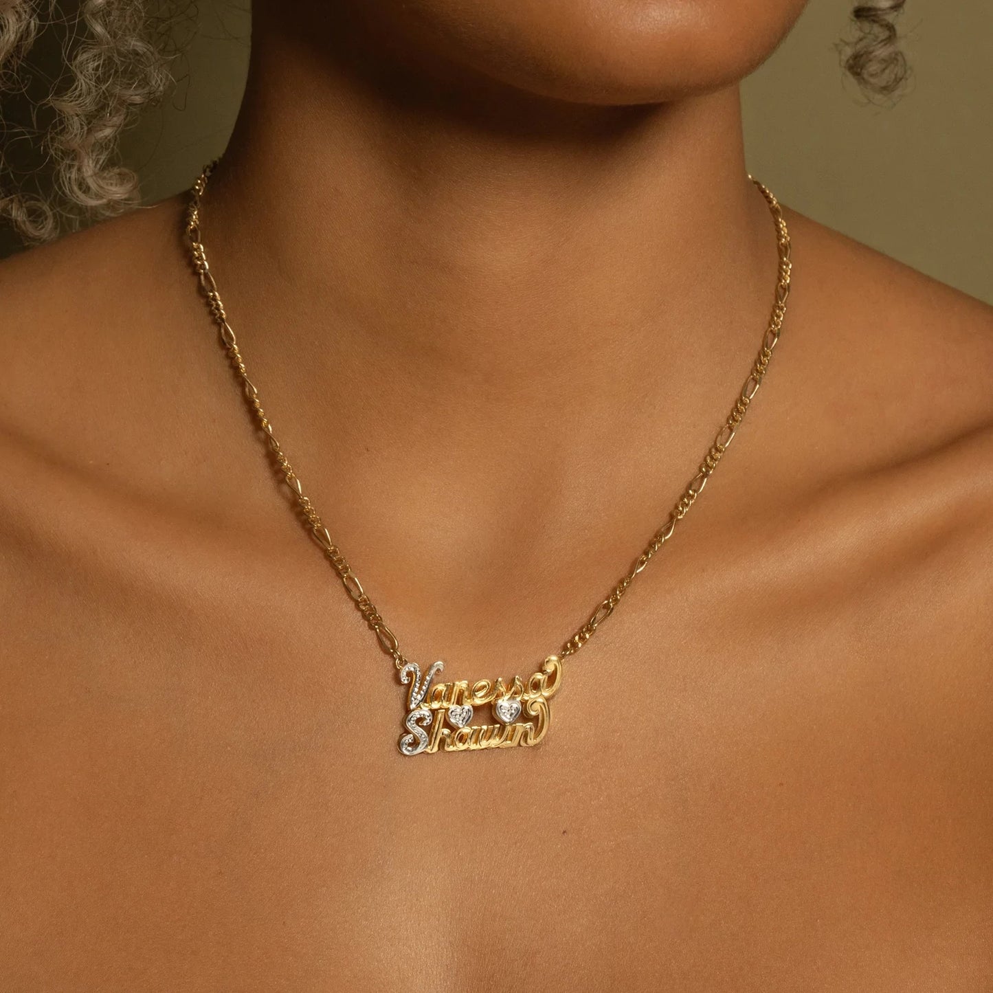 Customized Double Plated Couples Name Necklace QN793