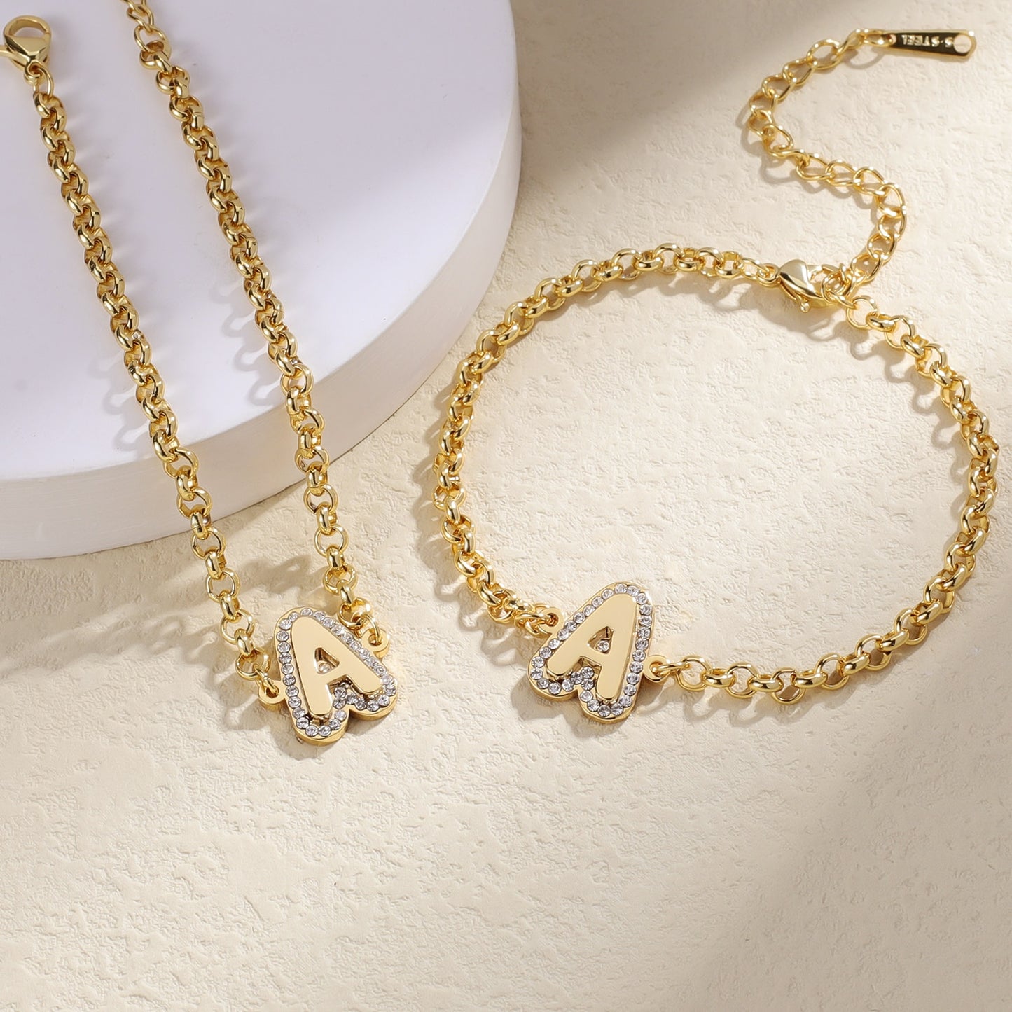 Custom Name Gold Bracelet Zircon Initial Letter QHN3018