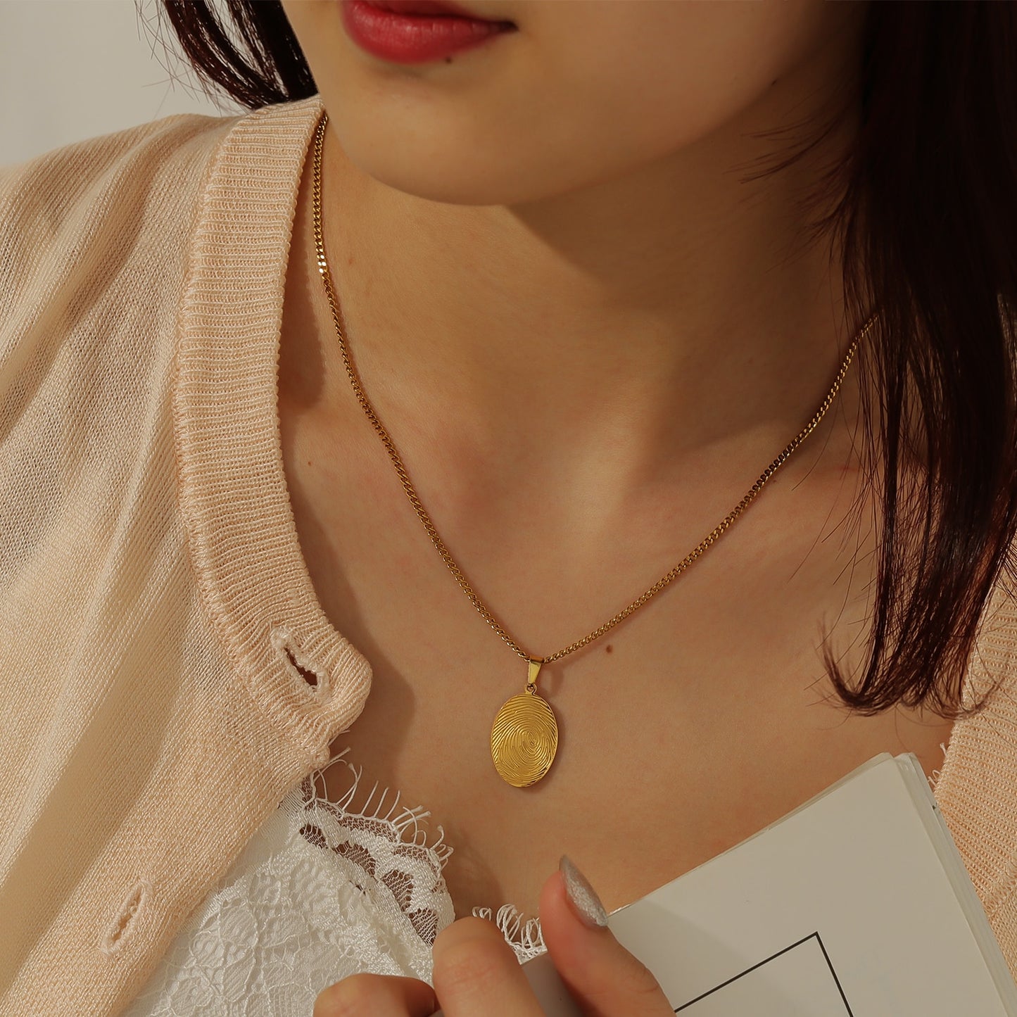 Fingerprint Double Sided Necklace QSN3021