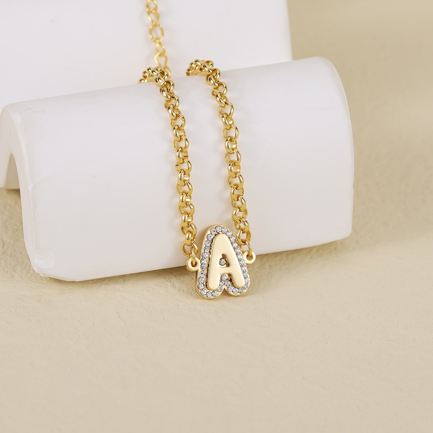 Custom Name Gold Bracelet Zircon Initial Letter QHN3018