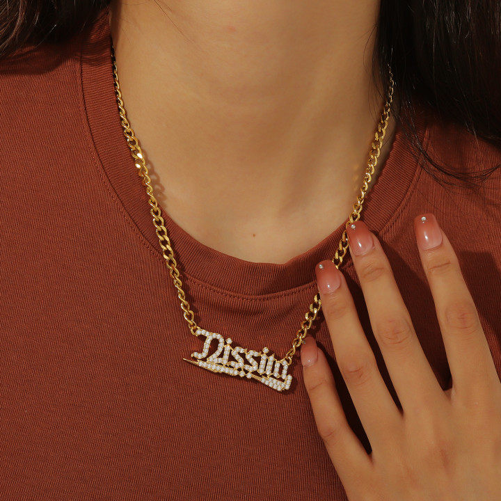 3D Custom Name Crystal Necklace 3DN-N8661