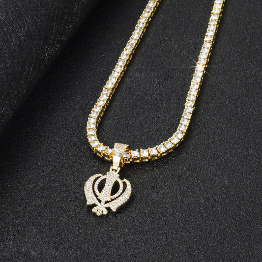 Sikh Symbol Full Diamond Necklace SN-N8656