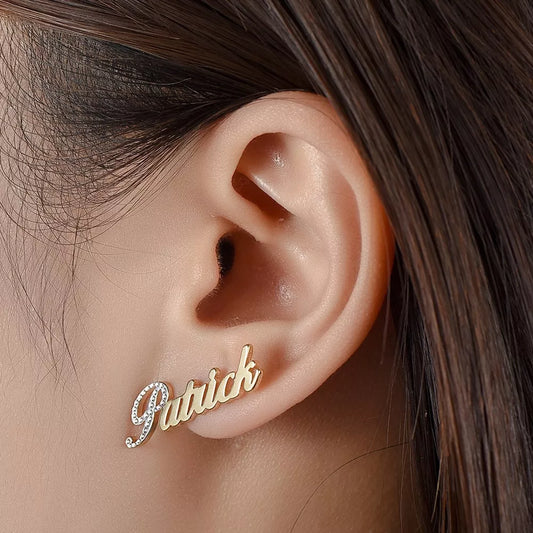 Double Plated Name Earrings