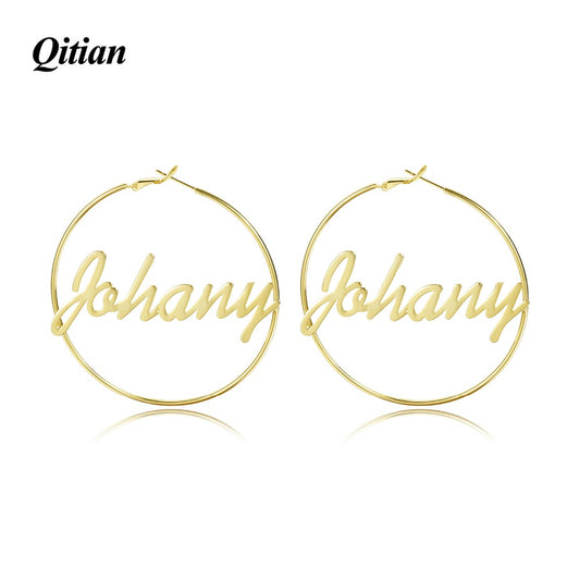1 Pair Stainless Steel Custom Name hoop Earring QE006