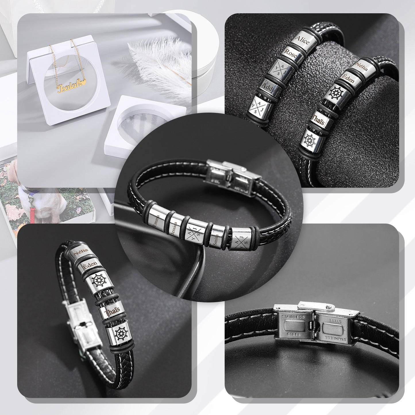 316L Name Bracelets Men Jewelry QB228