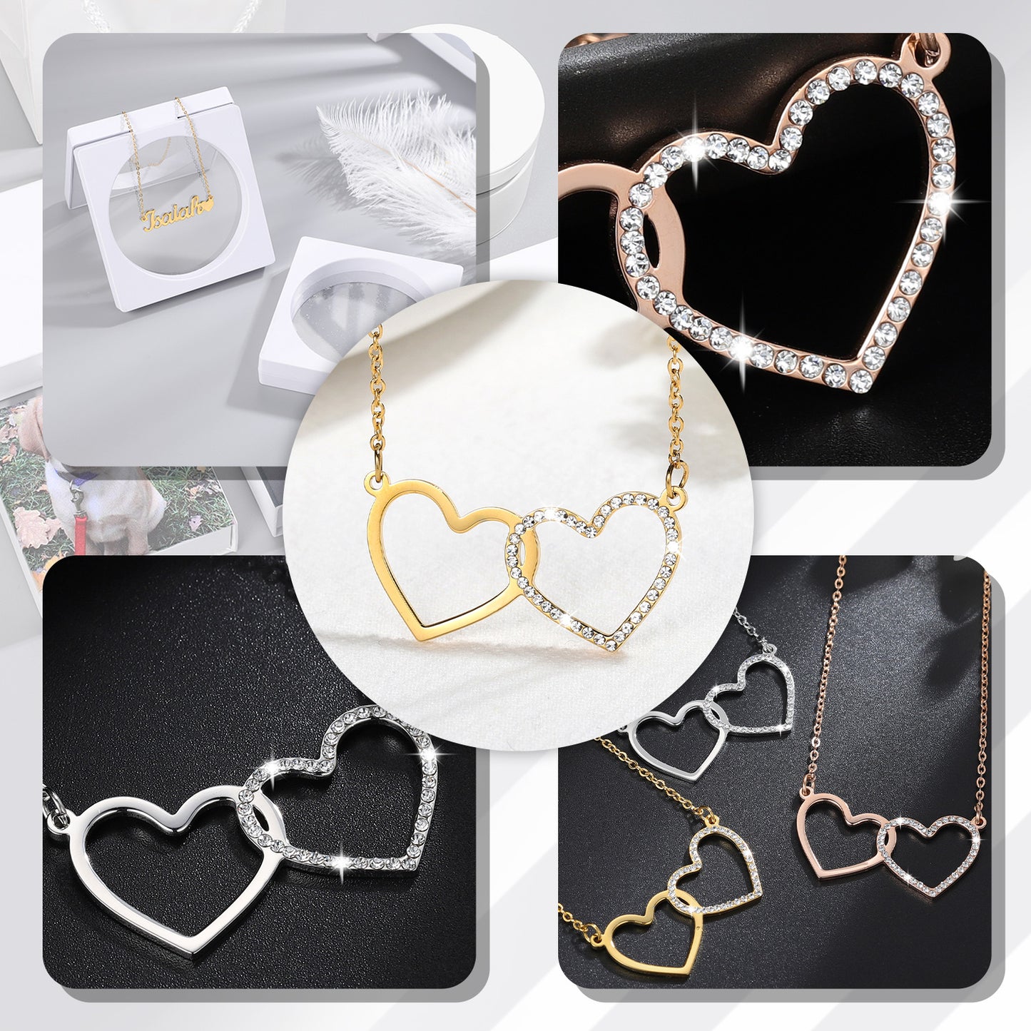 Crystal Double-heart Necklace SN197
