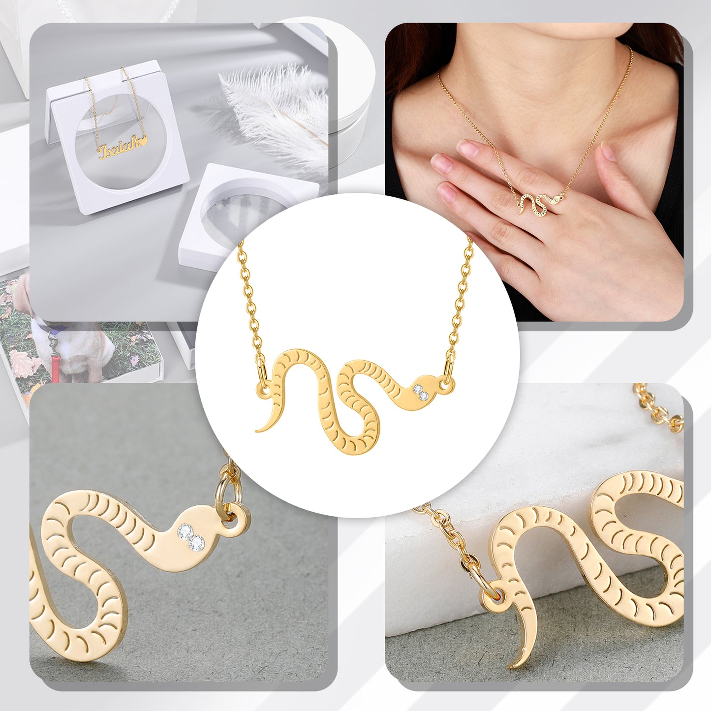 Fashion Gold Snake Necklace QN434