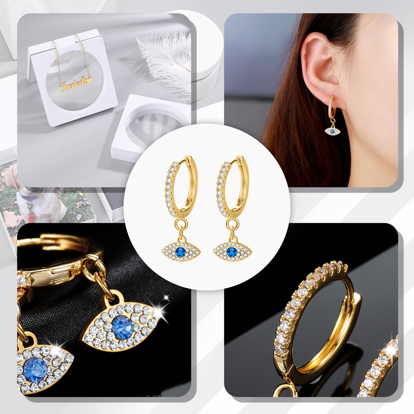 Ice Out Evil Eye Earrings QE493