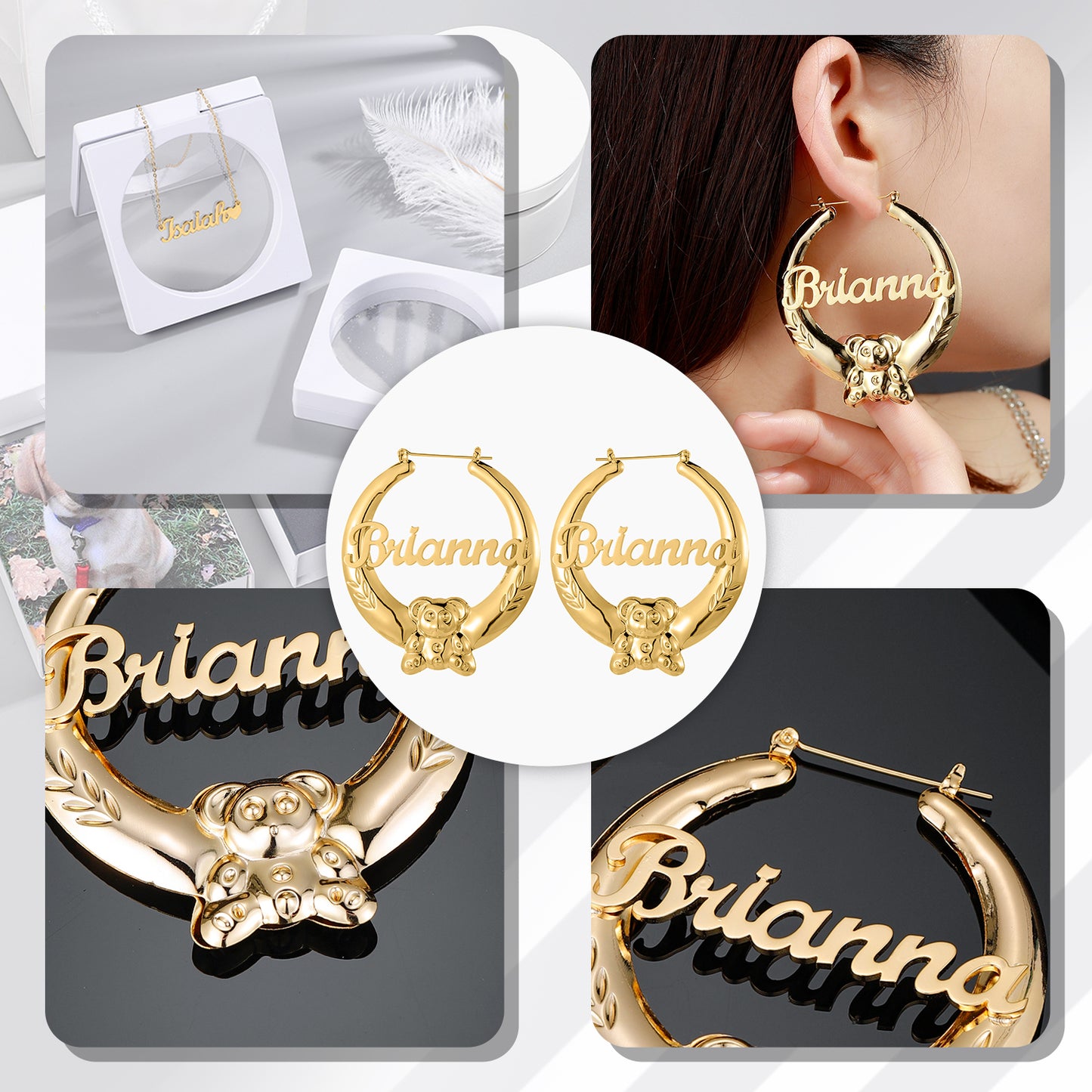Little Bear Name Hoop Earring QE490