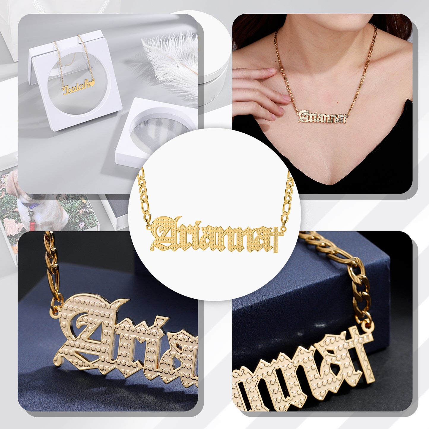 Old English Cross Name Necklace QN586
