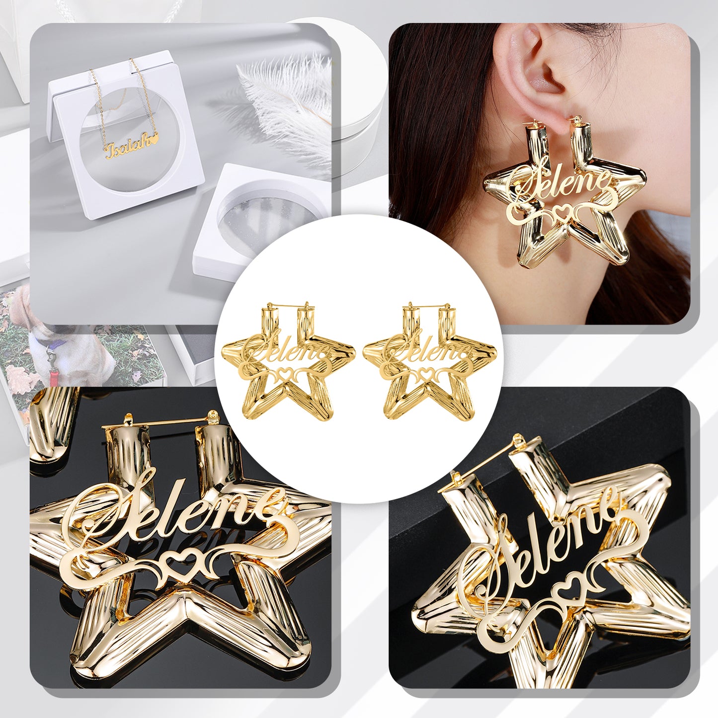 Star Bamboo Name Earrings QE512