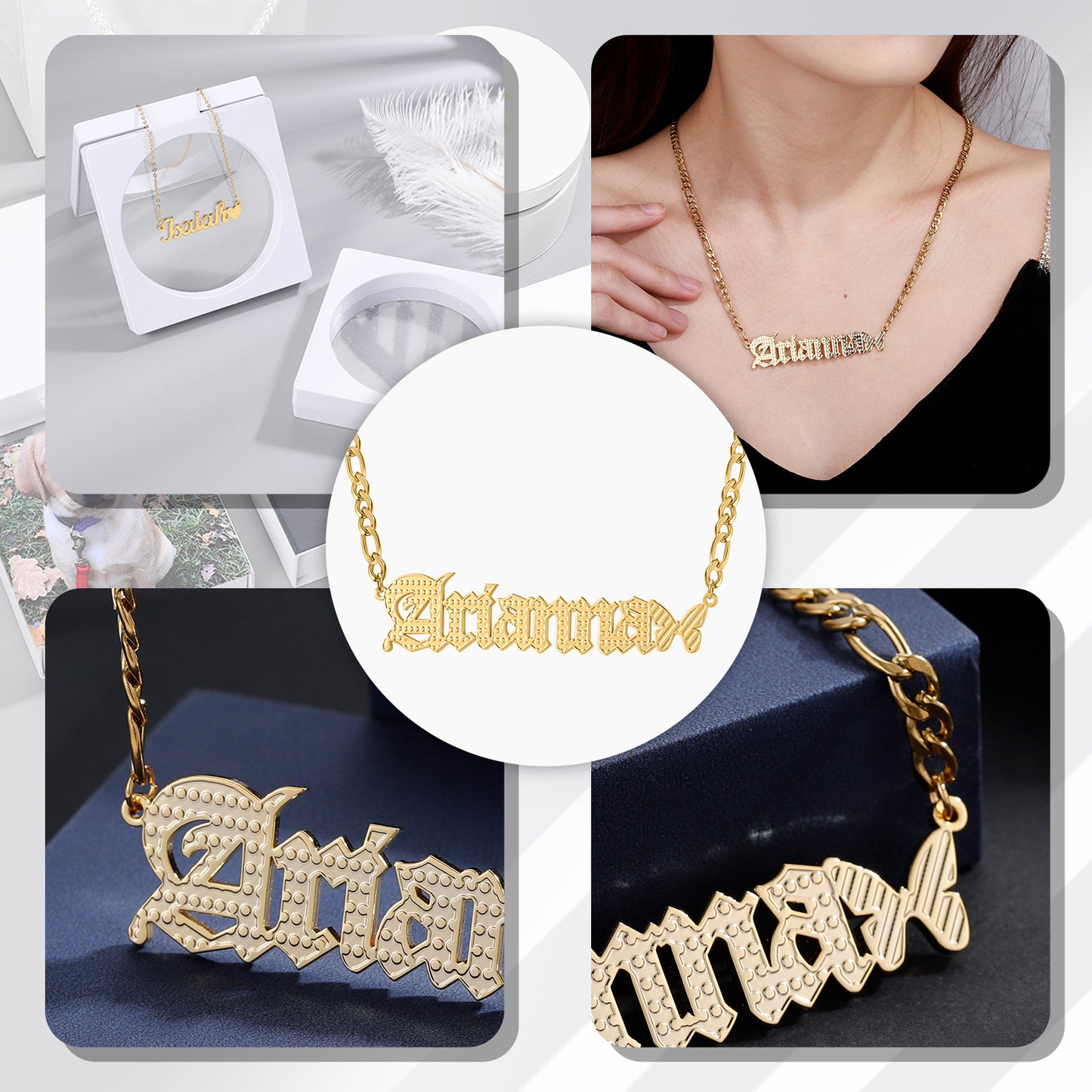 Old English Butterfly Name Necklace QN586-S06