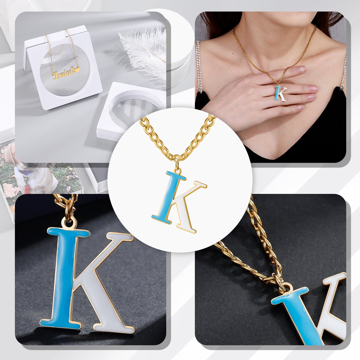 Blue And White Two-Tone Necklace QN599