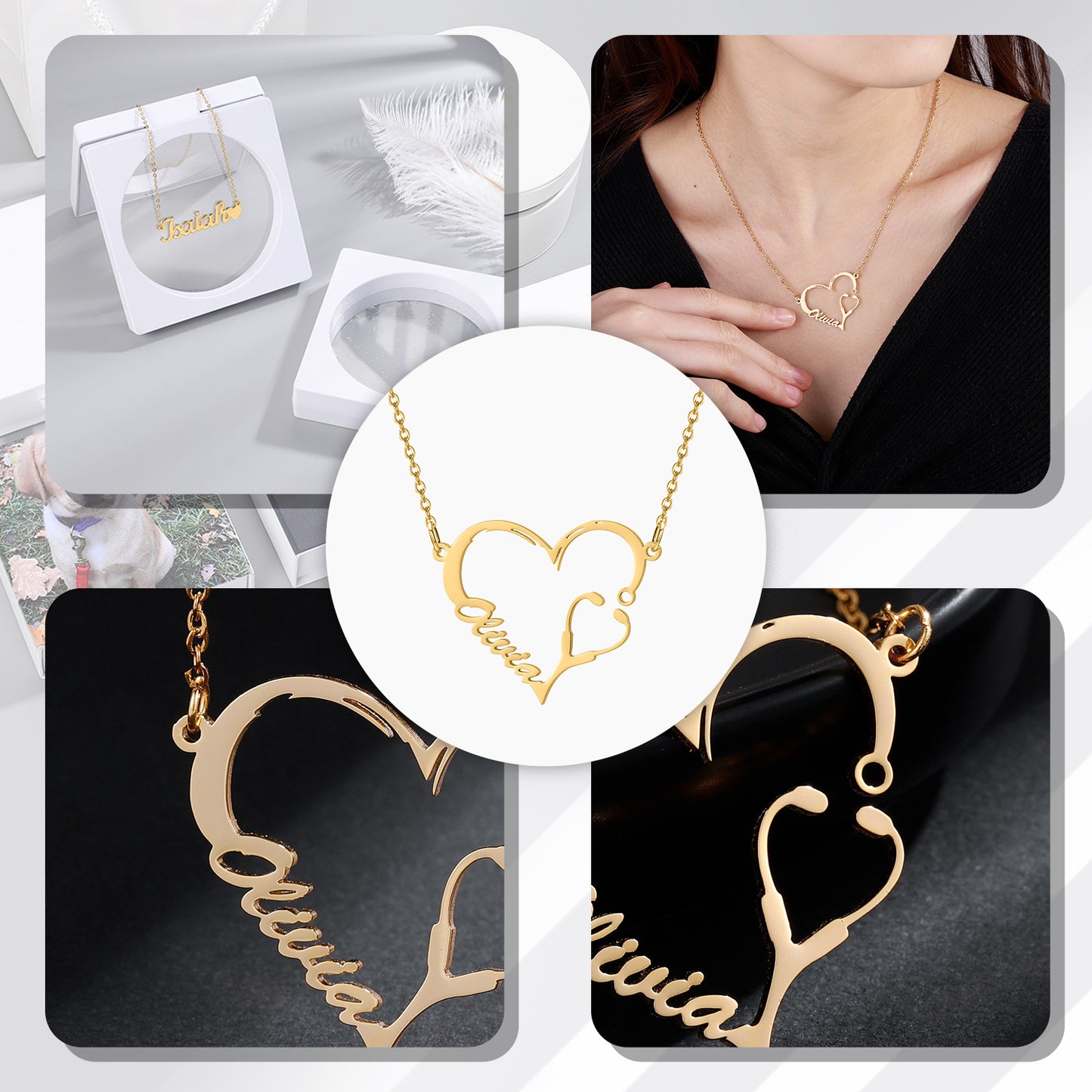 Stethoscope Heart Name Necklace QN567