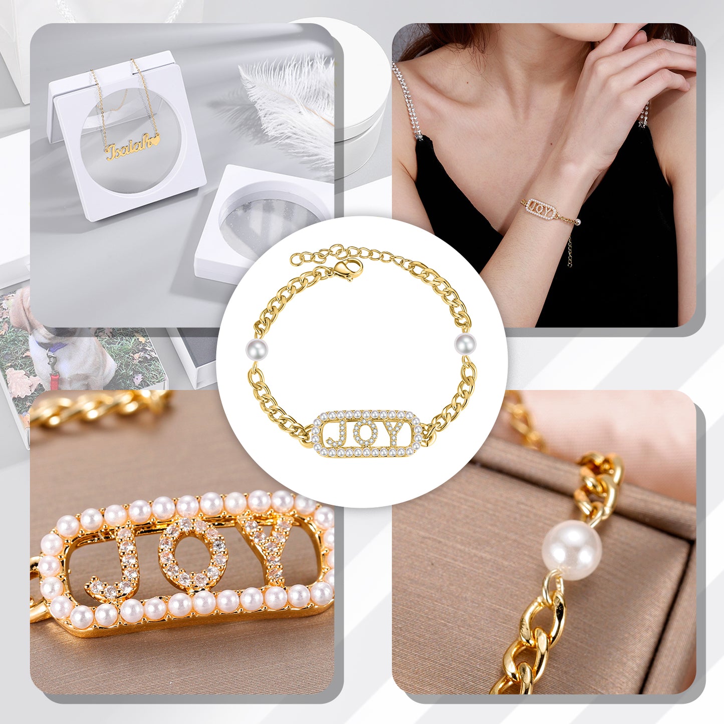 Pearl Chain Name Bracelets QB515