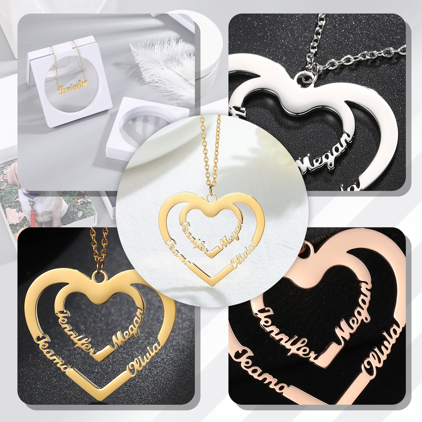 Double Heart Name Necklace QN221