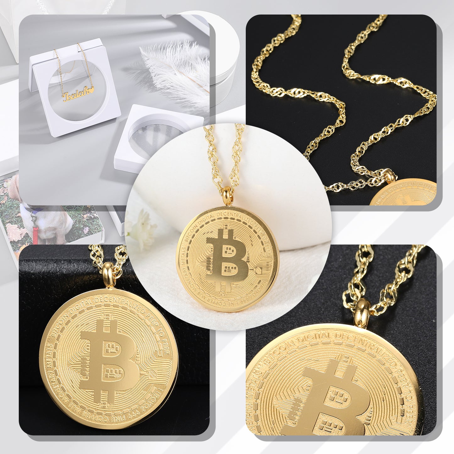 Gold Bitcoin Pendant Necklac SN258