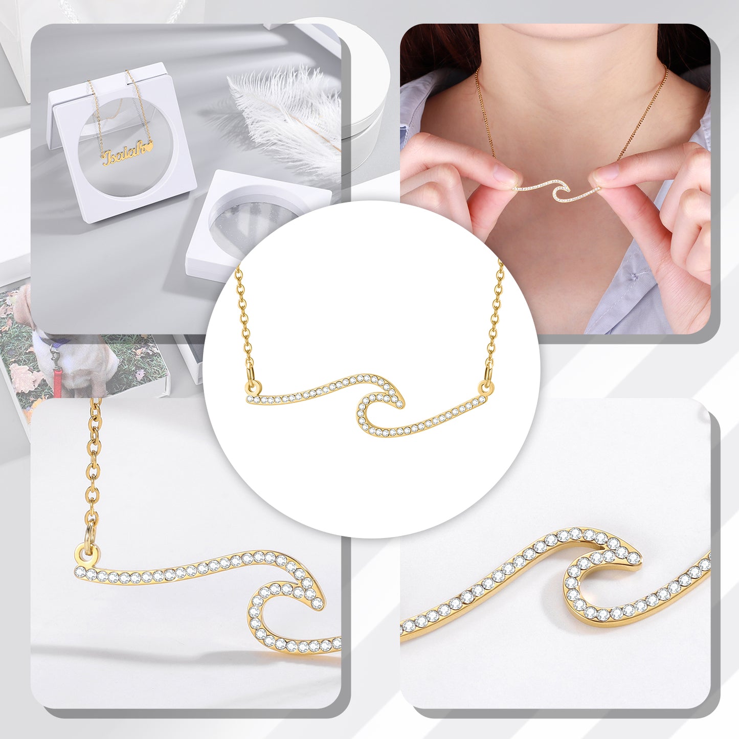 Diamant-Wellen-Halskette SN316