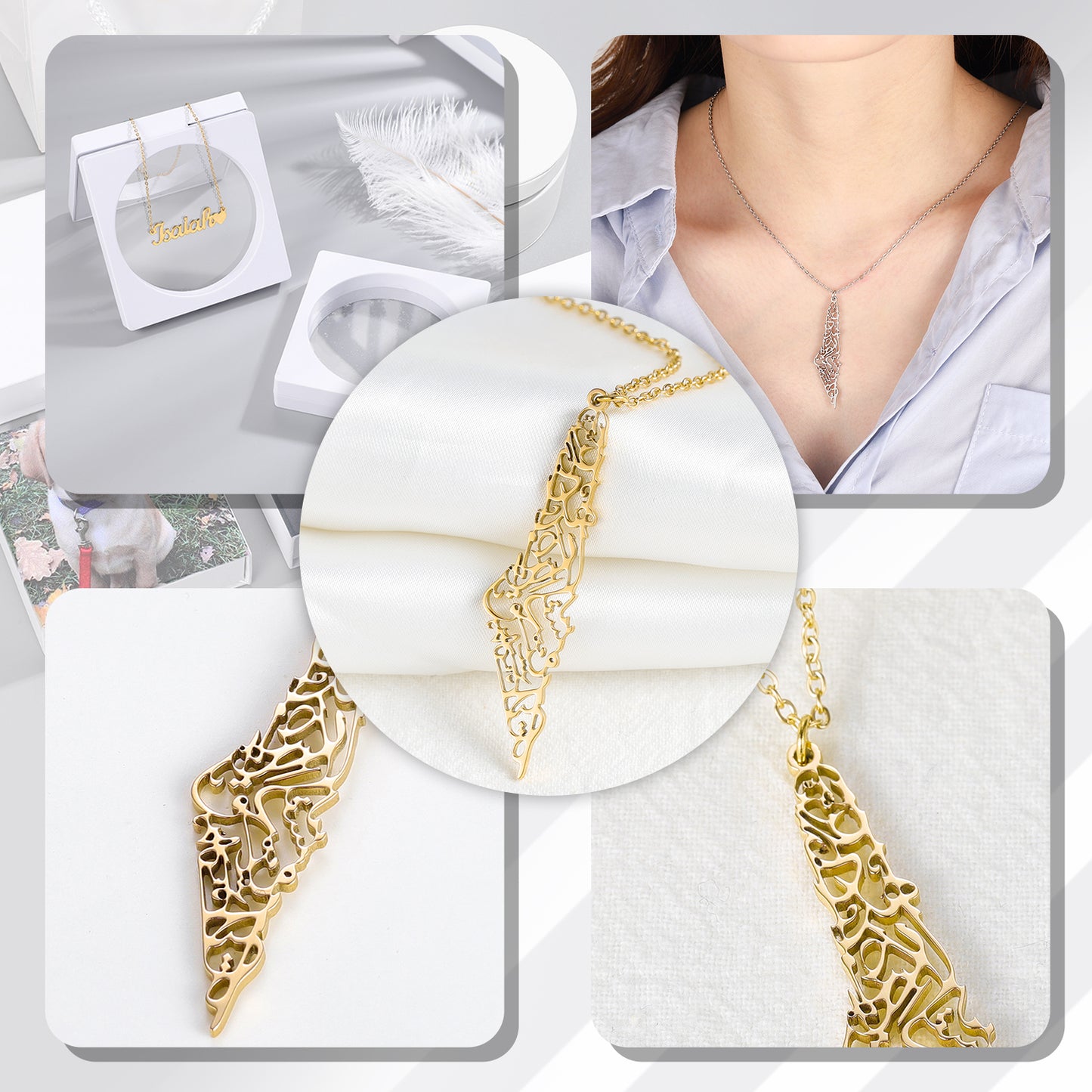 Map Necklace Calligraphy Arabic SN264-3