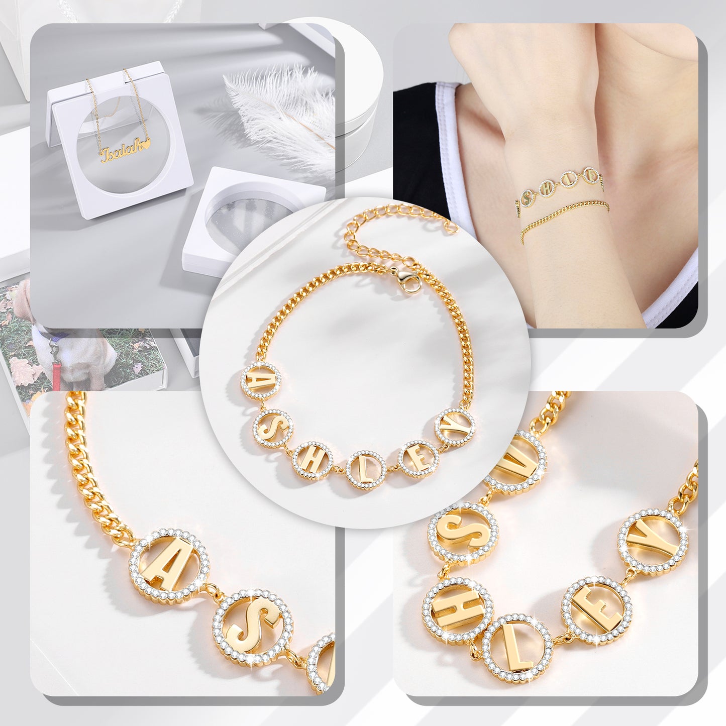 Diamond Round Letter Bracelet QB325