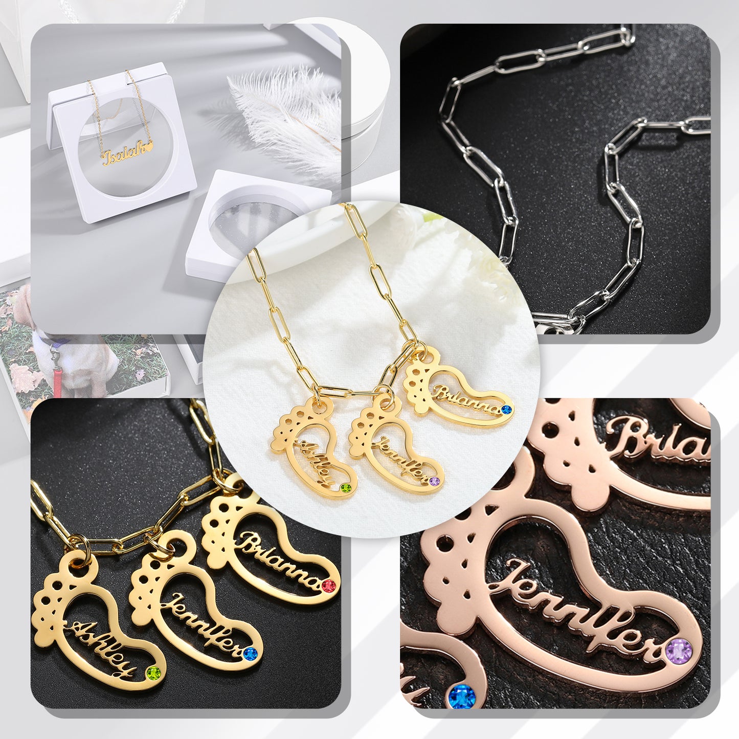 Custom Birthstone Letter Necklaces QN222