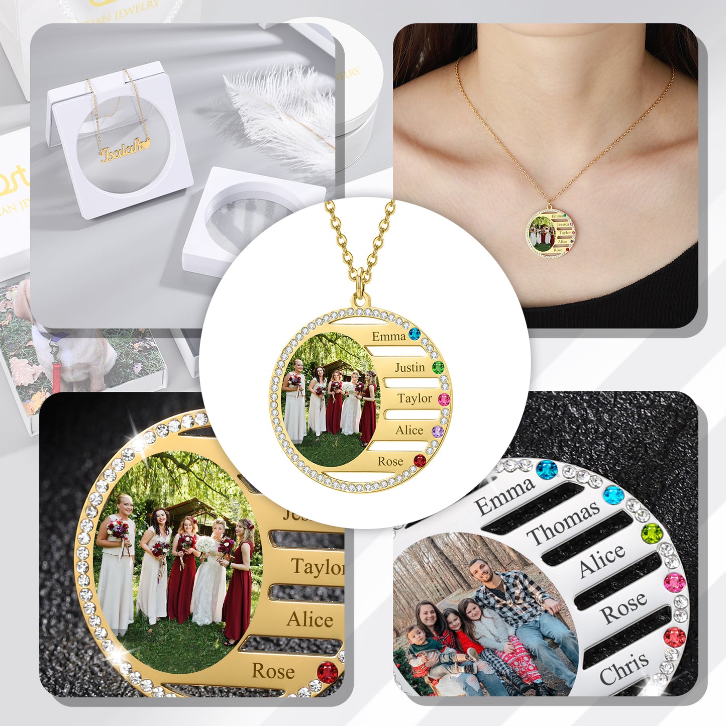 Engrave Colored Necklace Pendant DN207