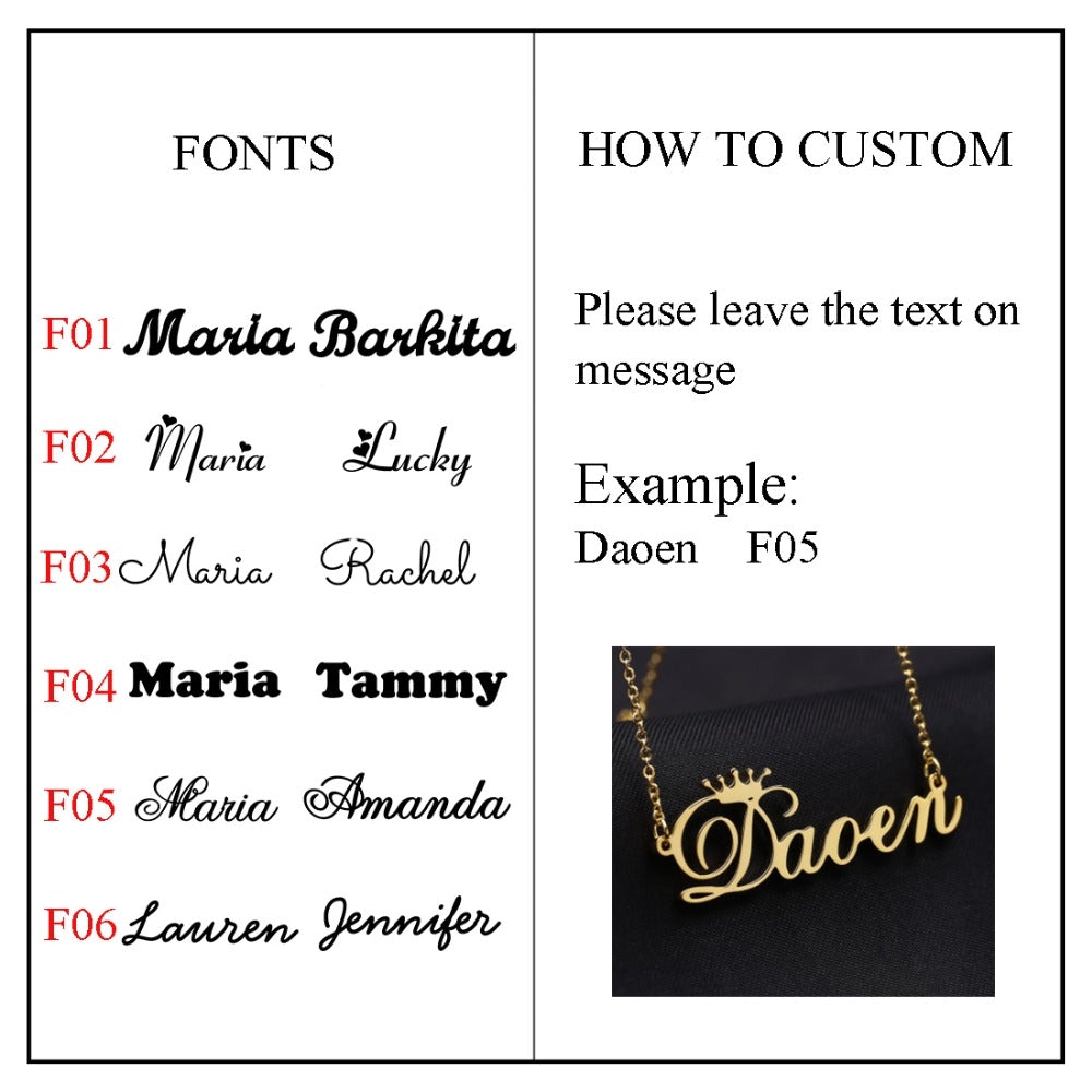 Cursive Crown Name Necklace
