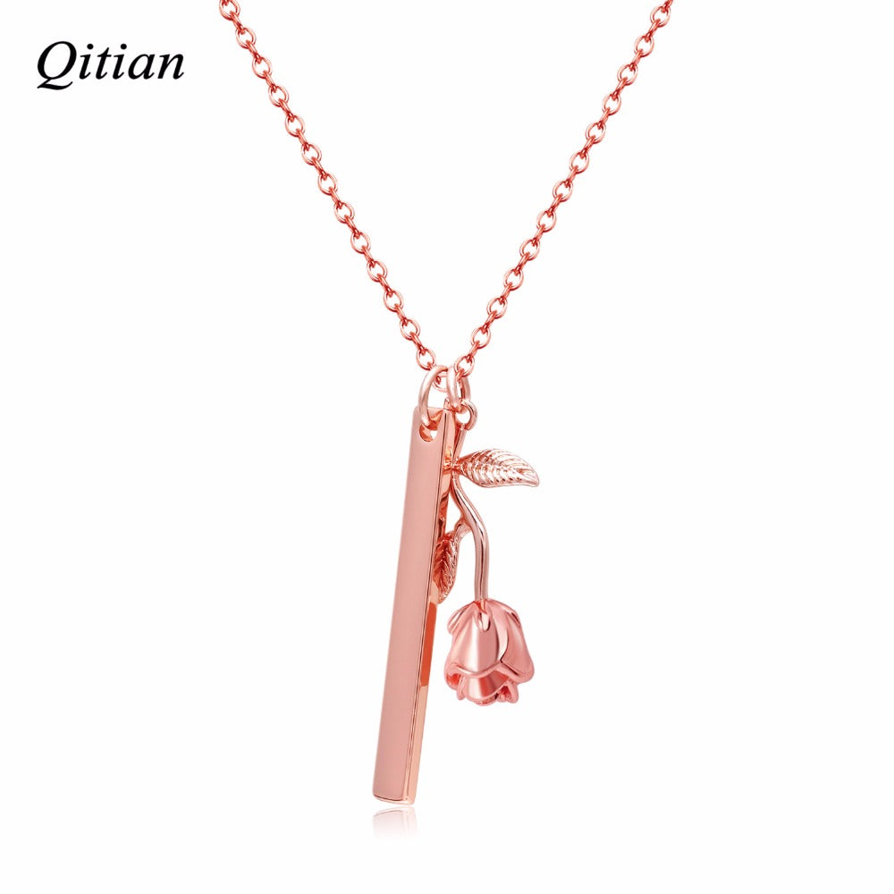 Rose Pendant Necklace Nameplate