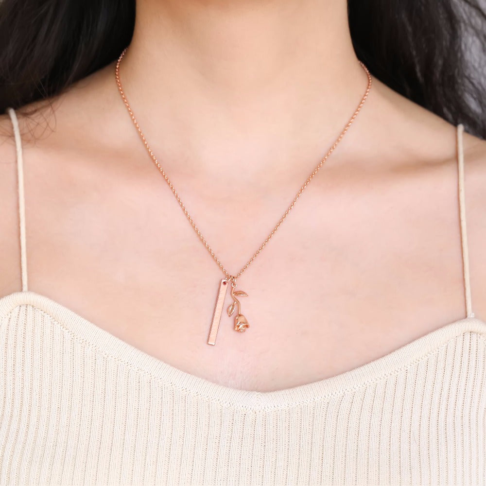 Rose Pendant Necklace Nameplate