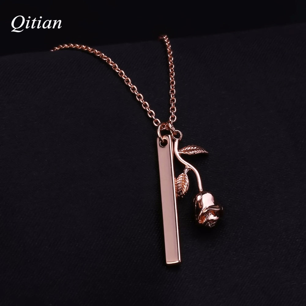 Rose Pendant Necklace Nameplate