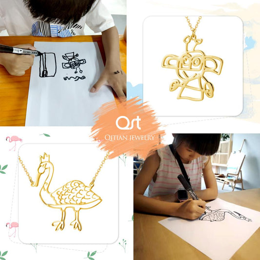 Kinderzeichnung Halskette Armband Schlüsselanhänger QN815