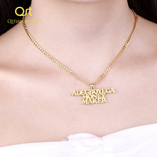 Custom Stainless Steel Nameplate Pendant QN323