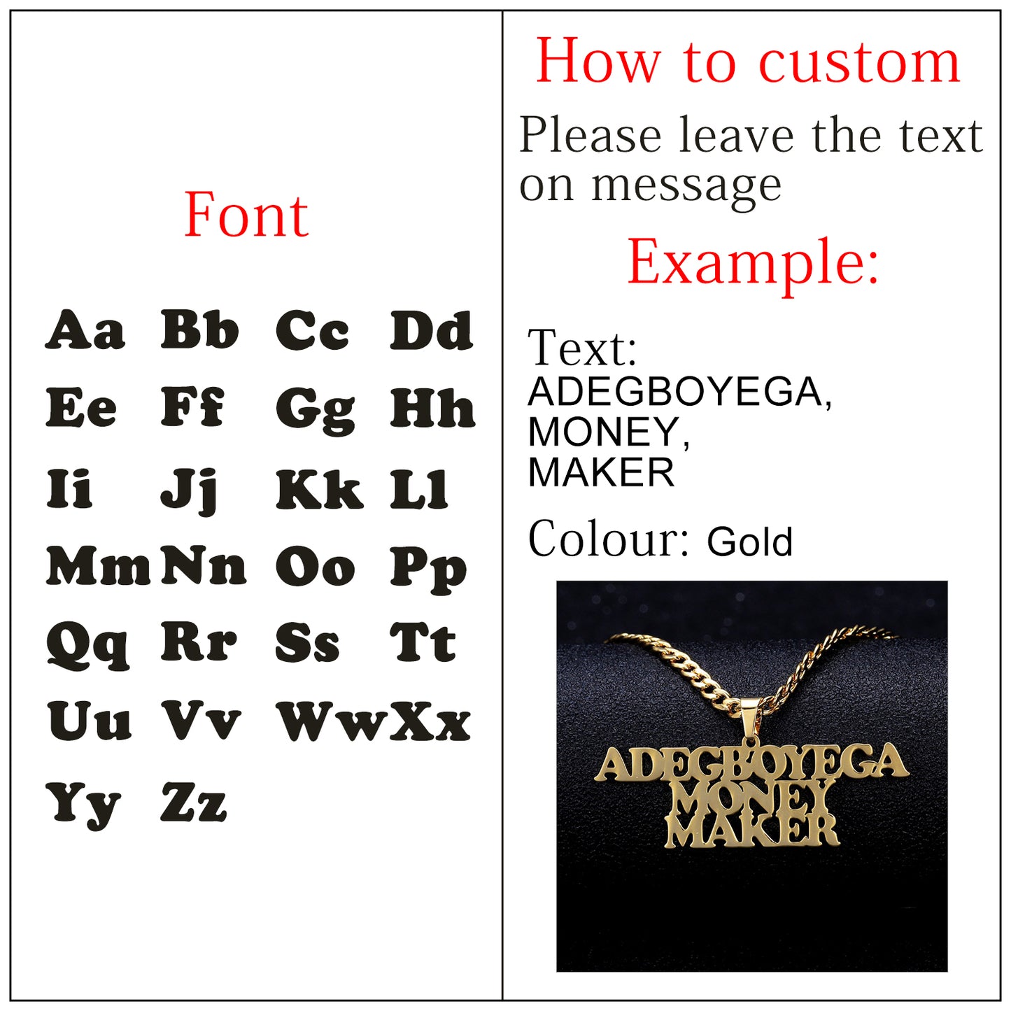 Custom Stainless Steel Nameplate Pendant QN323