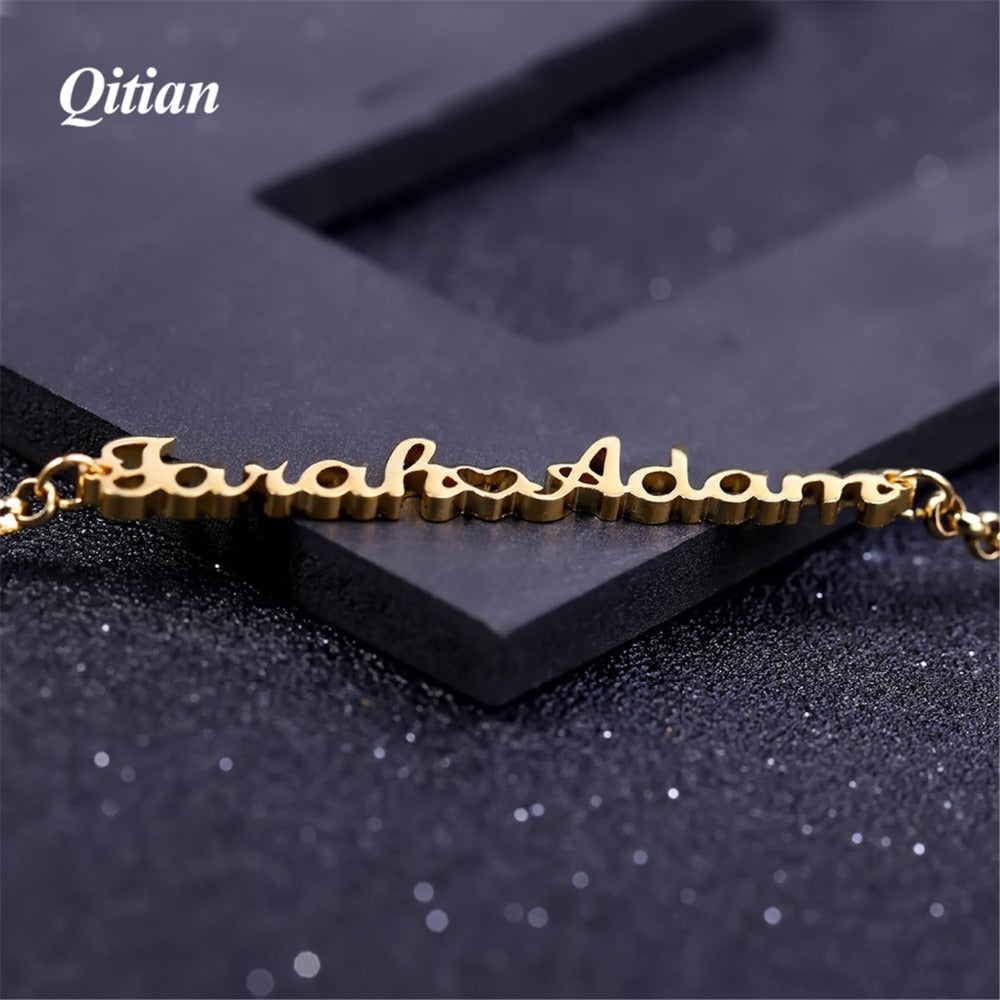 Custom Heart Name Layer Bracelet