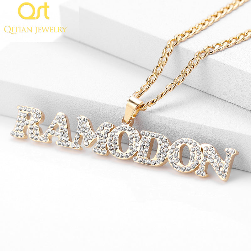Custom Name Iced Out Letters Pendant Necklace