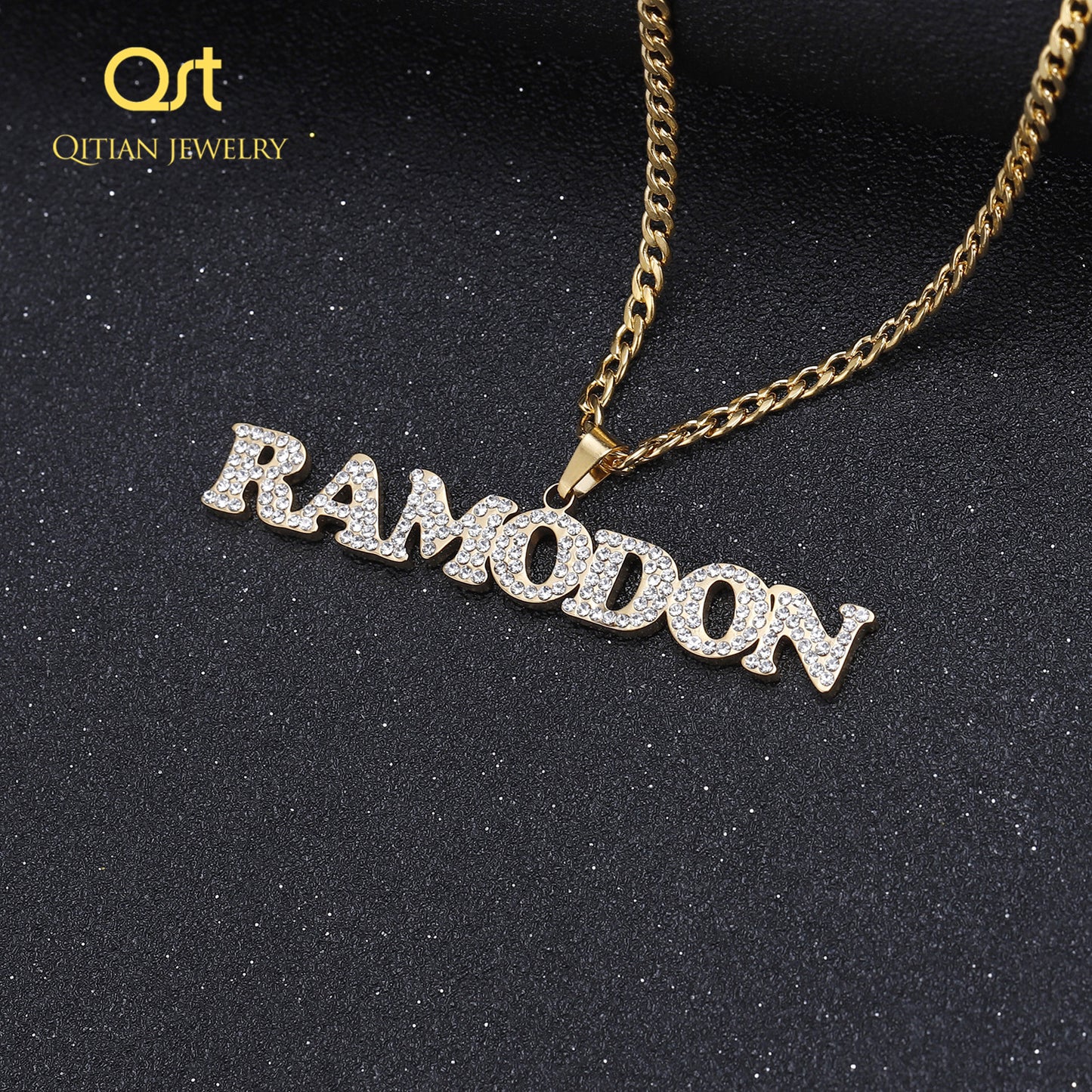 Custom Name Iced Out Letters Pendant Necklace