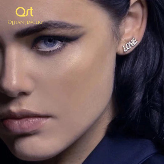 Customized Name Stud Earrings Iced Out