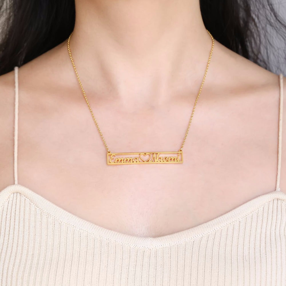 Ameplate Hollow Bar Necklaces