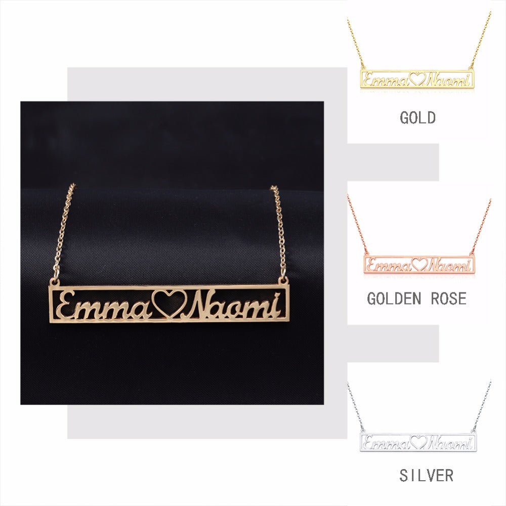 Ameplate Hollow Bar Necklaces