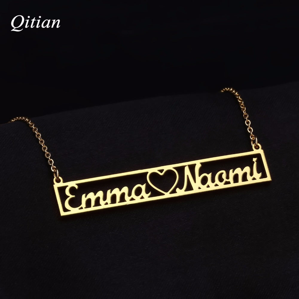 Ameplate Hollow Bar Necklaces