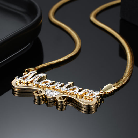 Snake Chain Double Layer Name Necklace QN680