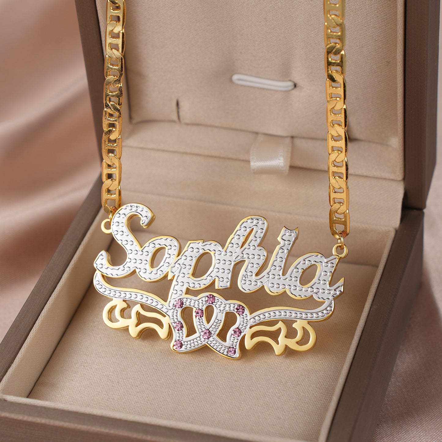 Heart Two Tone Name Necklace QN726