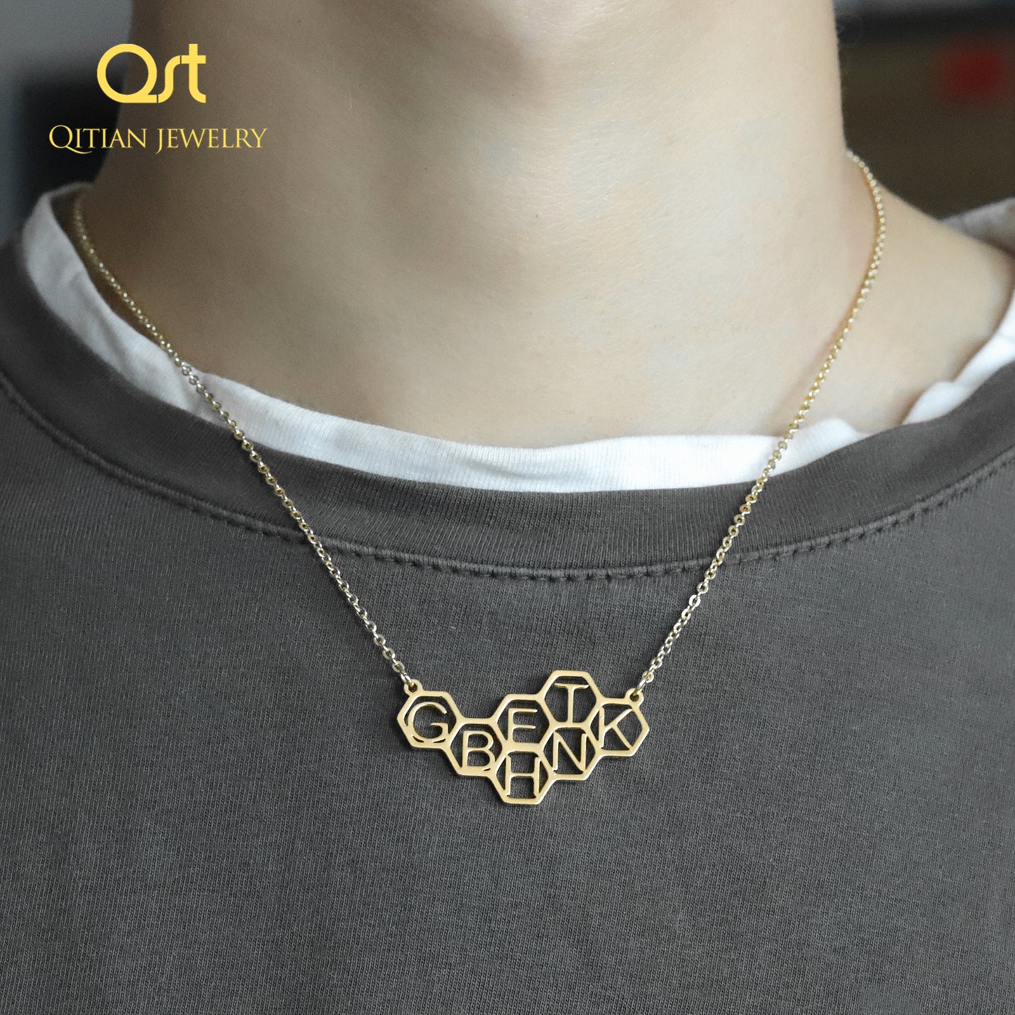 Honey Comb Bee Hive Necklace QN20755