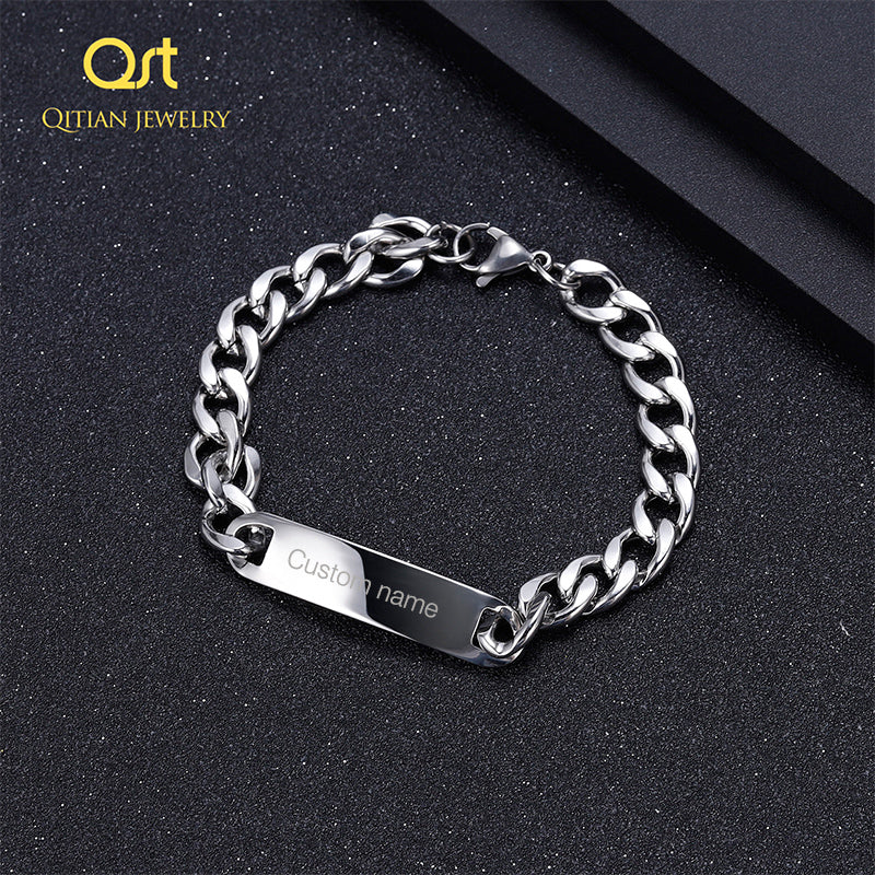 Men's name Bar Chain Bracelet