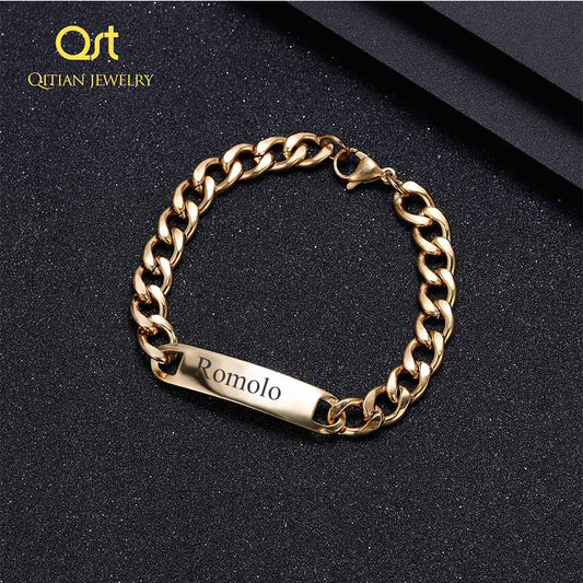 Men's name Bar Chain Bracelet