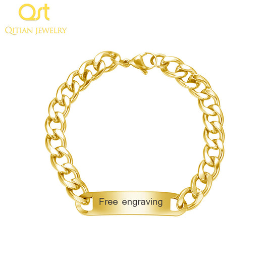 Men's name Bar Chain Bracelet