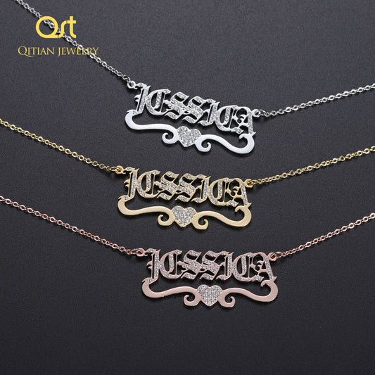 Bling Iced Out Name Necklace old English