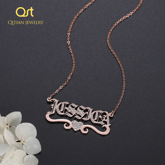 Bling Iced Out Name Necklace old English