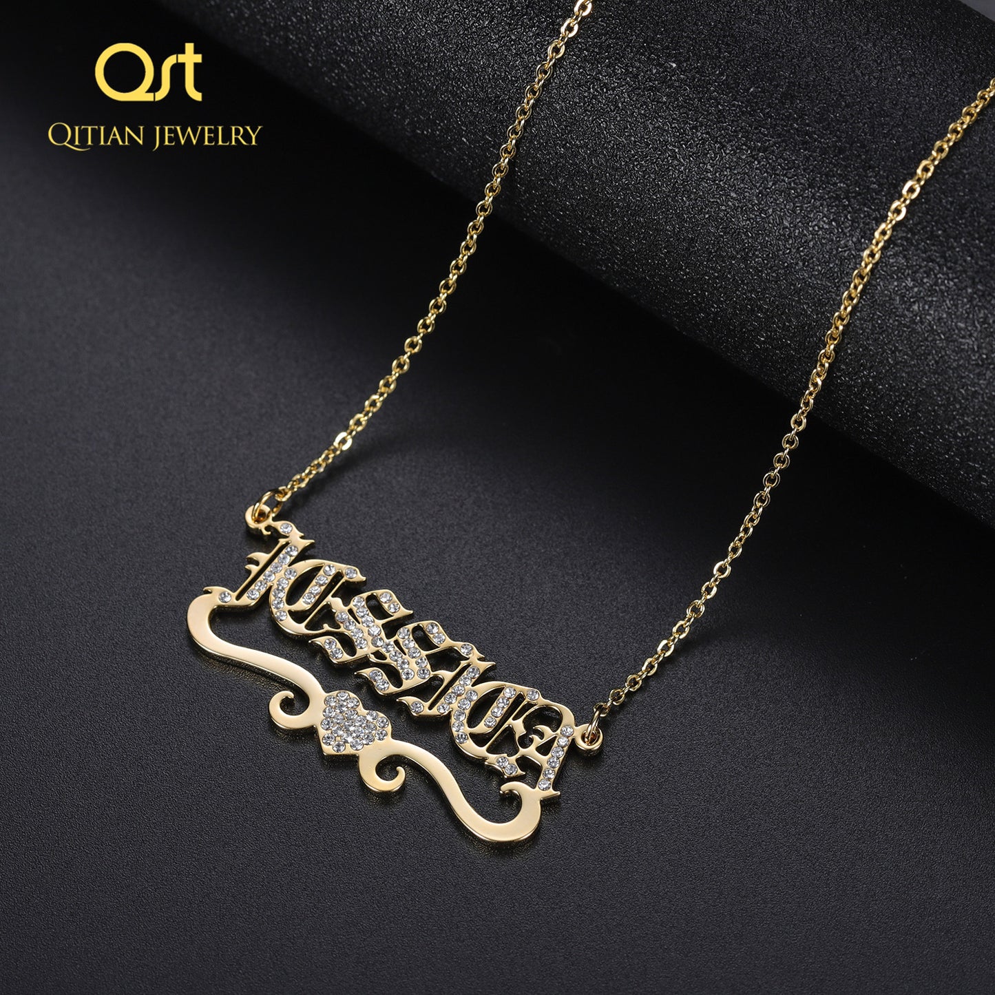 Bling Iced Out Name Necklace old English