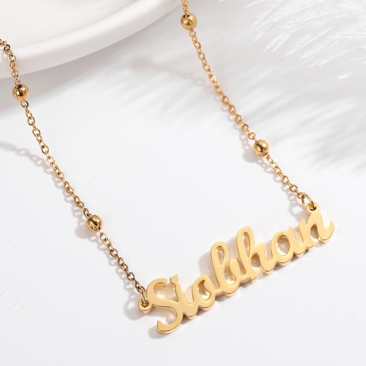 Bead Chain Name Necklace QN153-1